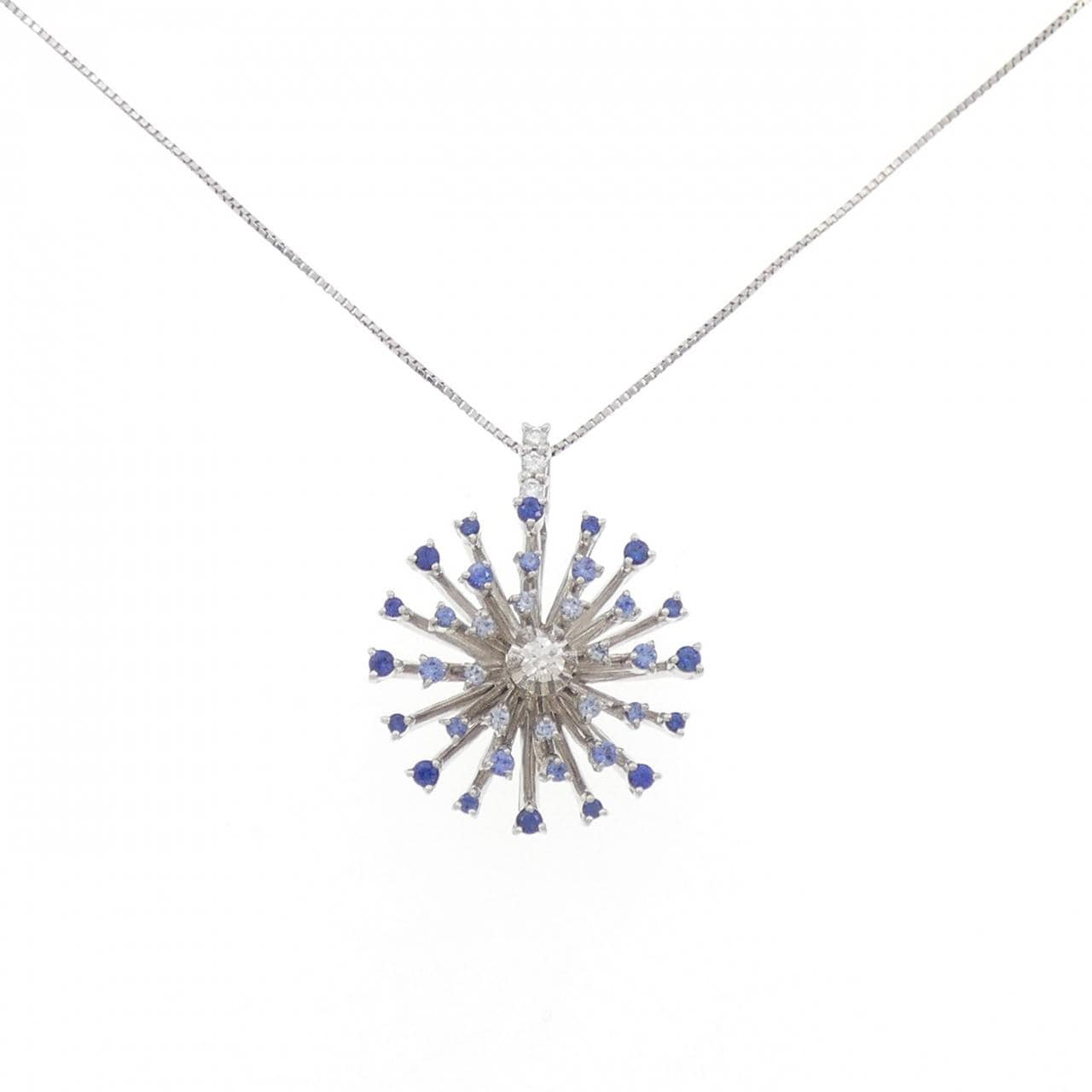 K18WG/PT850 サファイヤ ネックレス 0.60CT