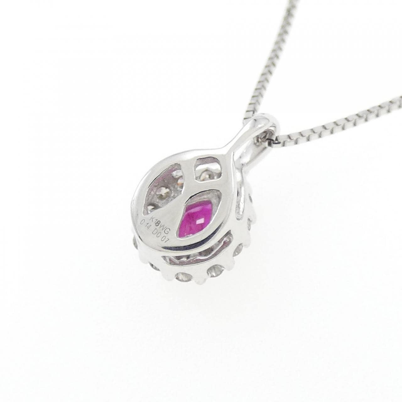 K18WG ルビー ネックレス 0.14CT