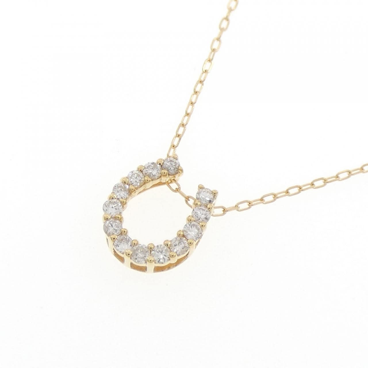 K18YG ホースシュー ダイヤモンド ネックレス 0.15CT