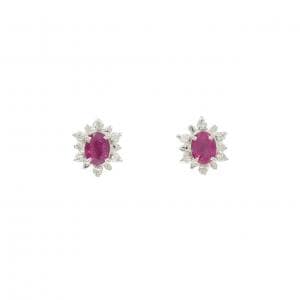 PT900 ルビー ピアス 0.60CT