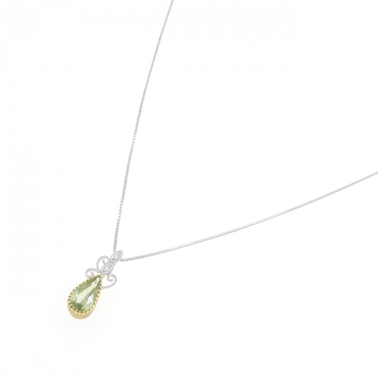 K18YG/K18WG グリーンガーネット ネックレス 1.194CT