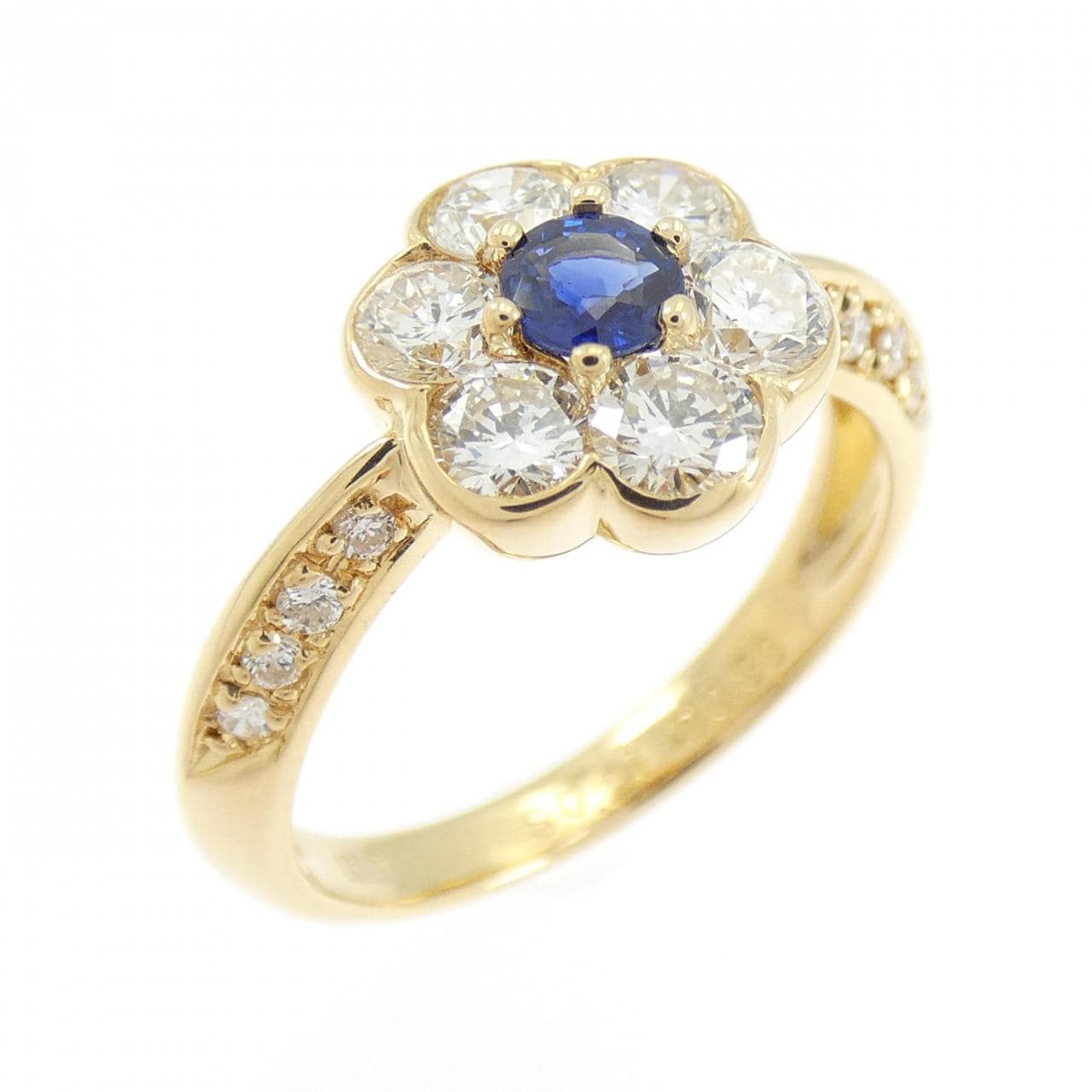 K18YG フラワー サファイヤ リング 0.21CT