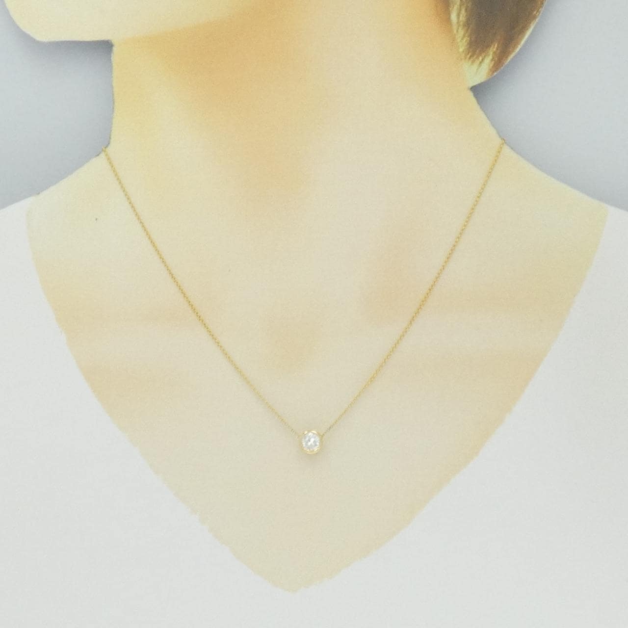 K18YG ソリティア ダイヤモンド ネックレス 0.591CT