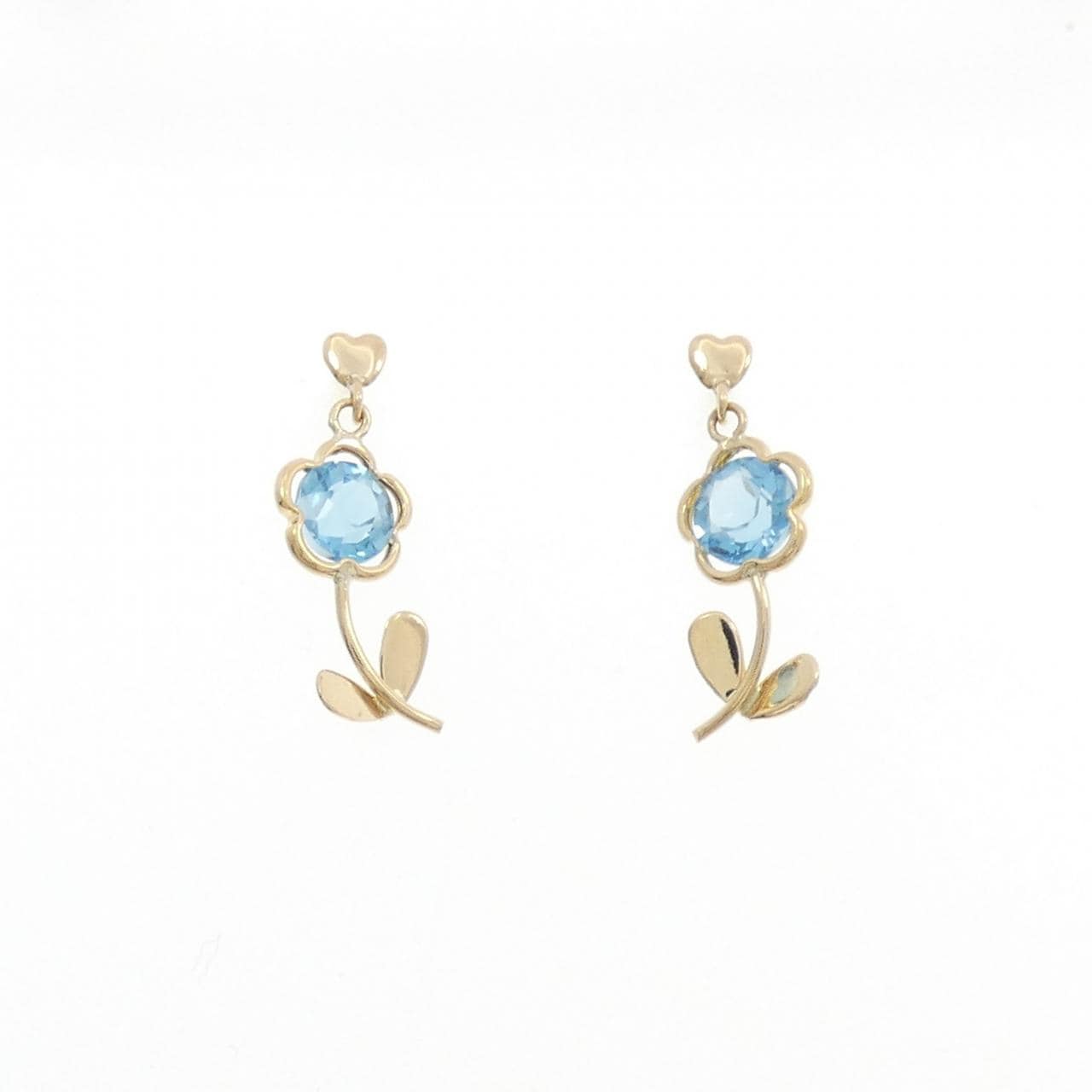 K18YG フラワー ブルートパーズ ピアス