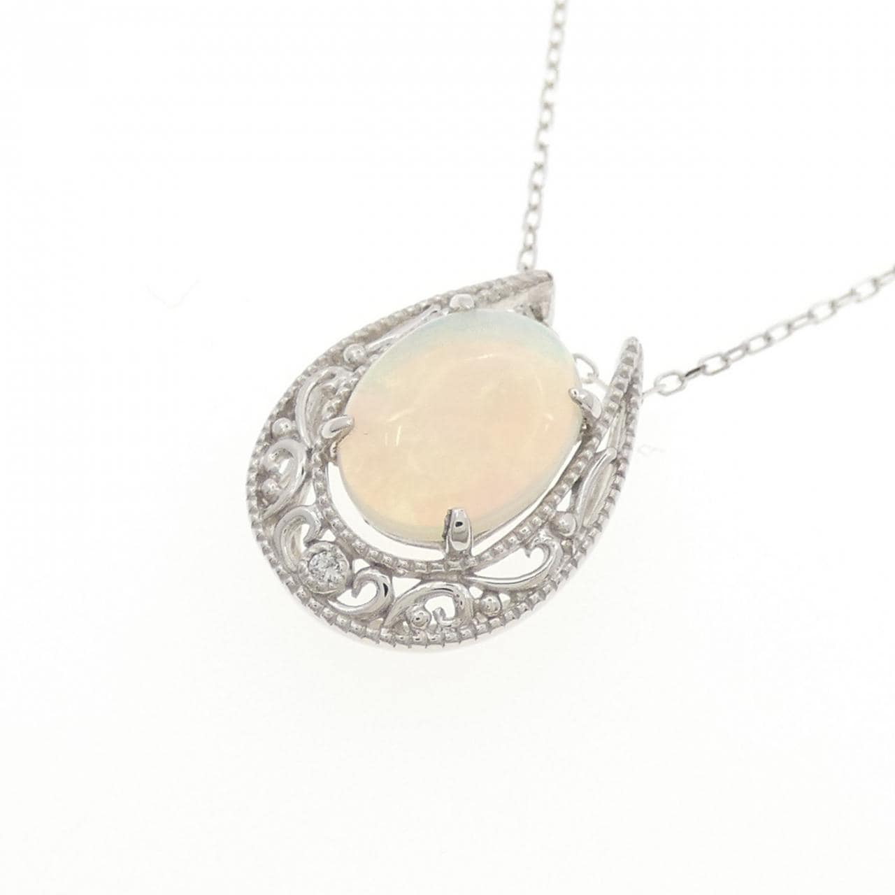 K18WG オパール ネックレス 1.43CT