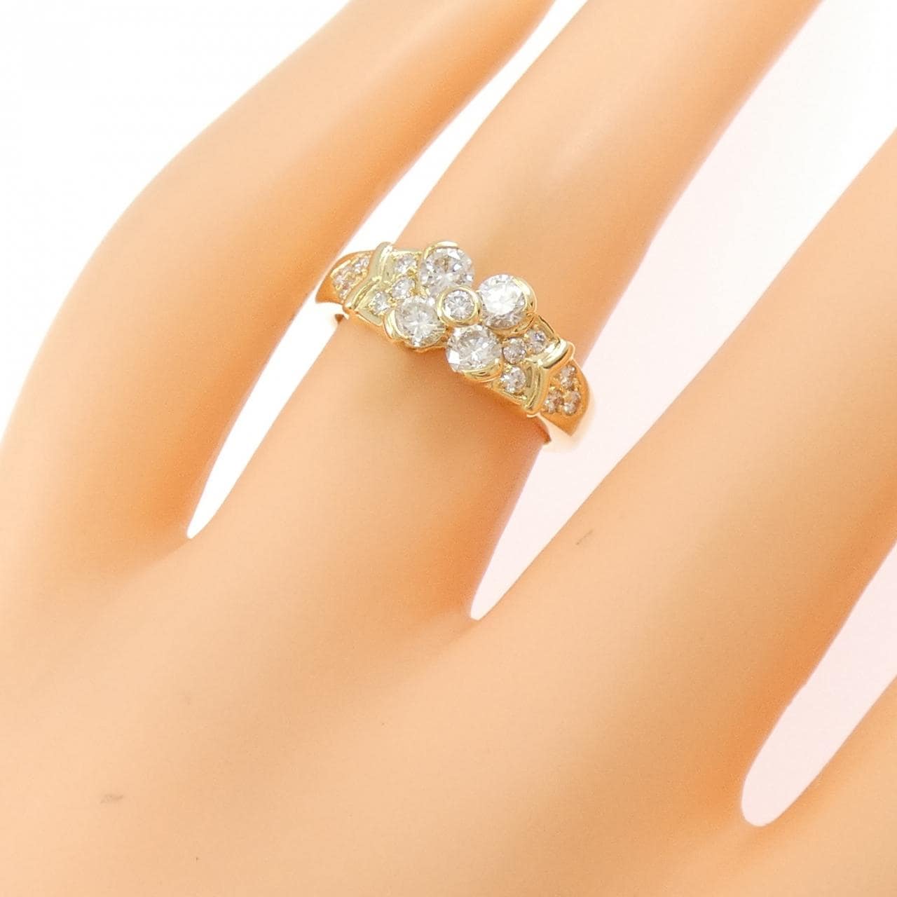 K18YG フラワー ダイヤモンド リング 0.71CT