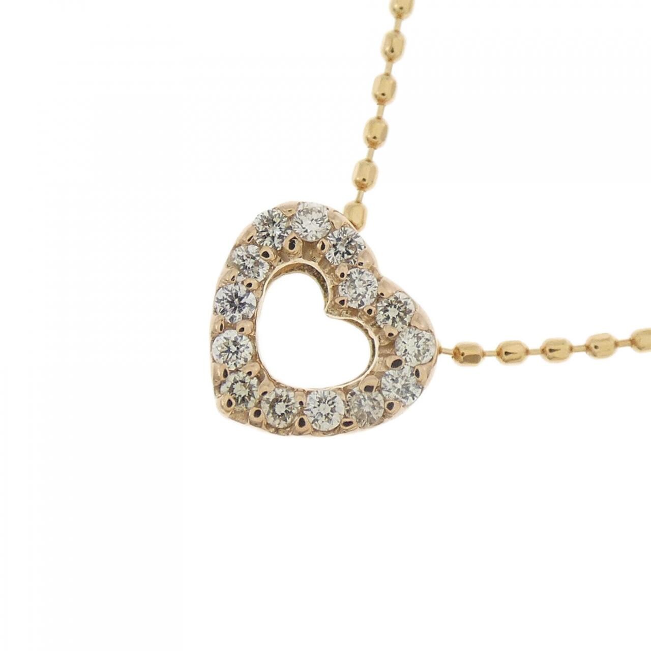 K18PG ハート ダイヤモンド ネックレス 0.09CT