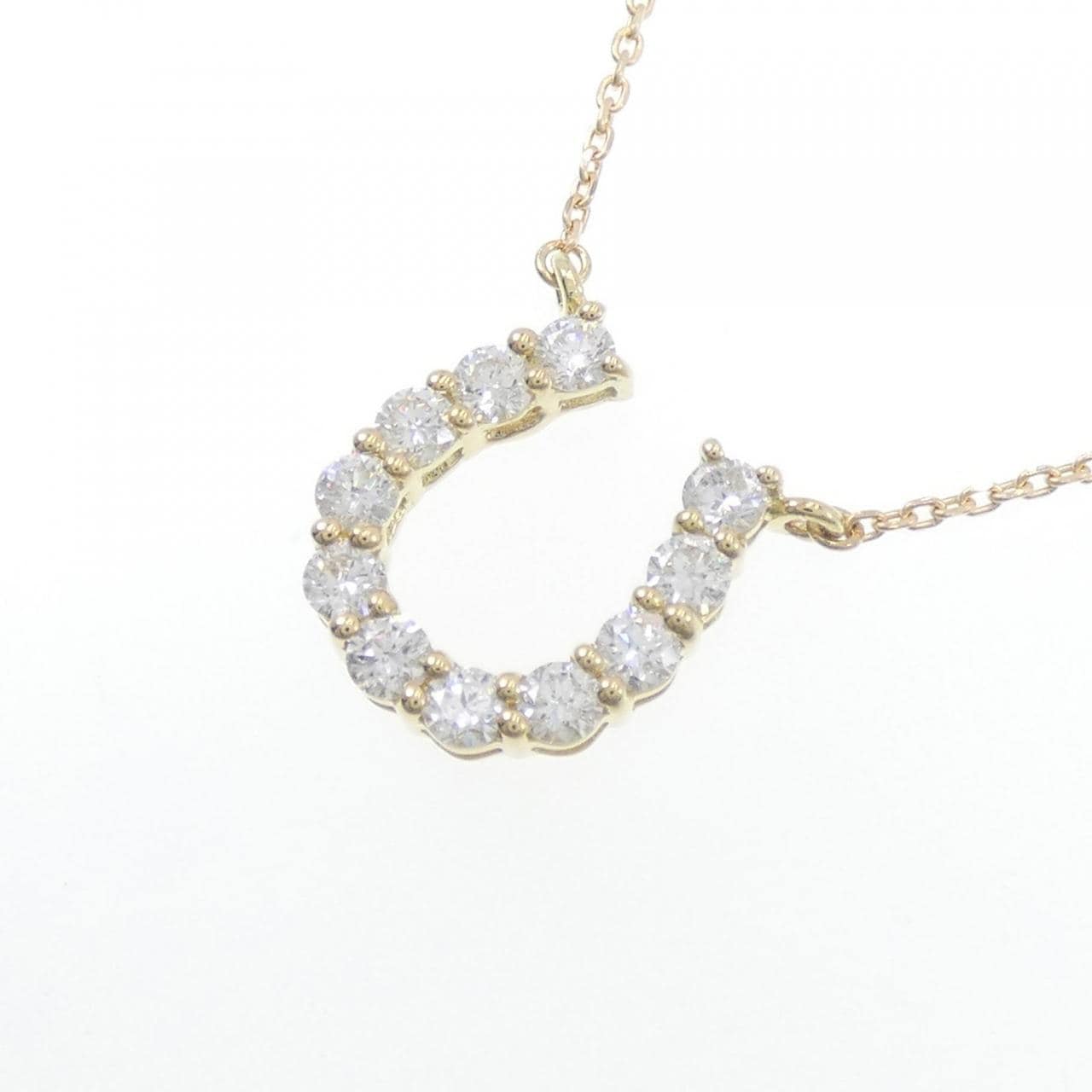 [BRAND NEW] K18YG Horseshoe Diamond Necklace 0.500CT