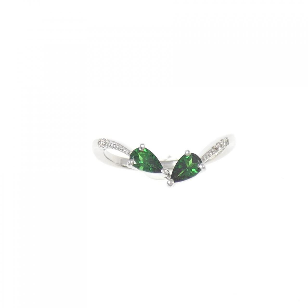 【新品】PT グリーンガーネット リング 0.41CT