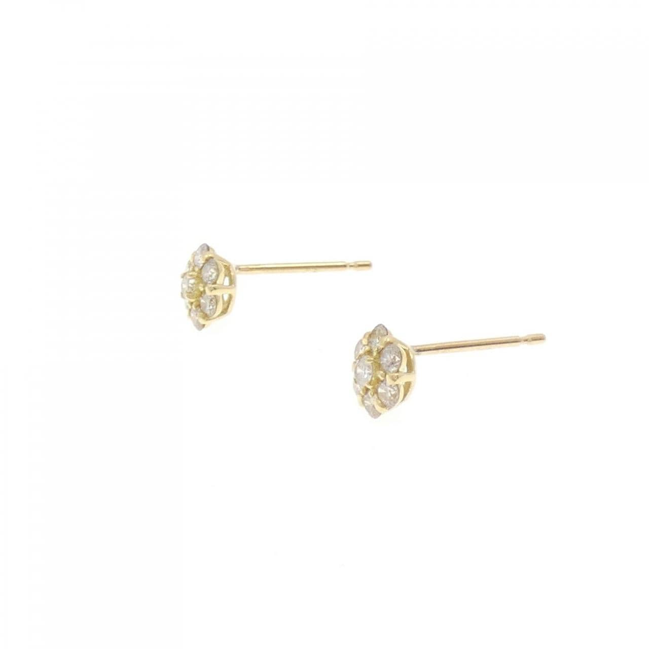 [新品] K18YG 花朵钻石耳环 0.30CT