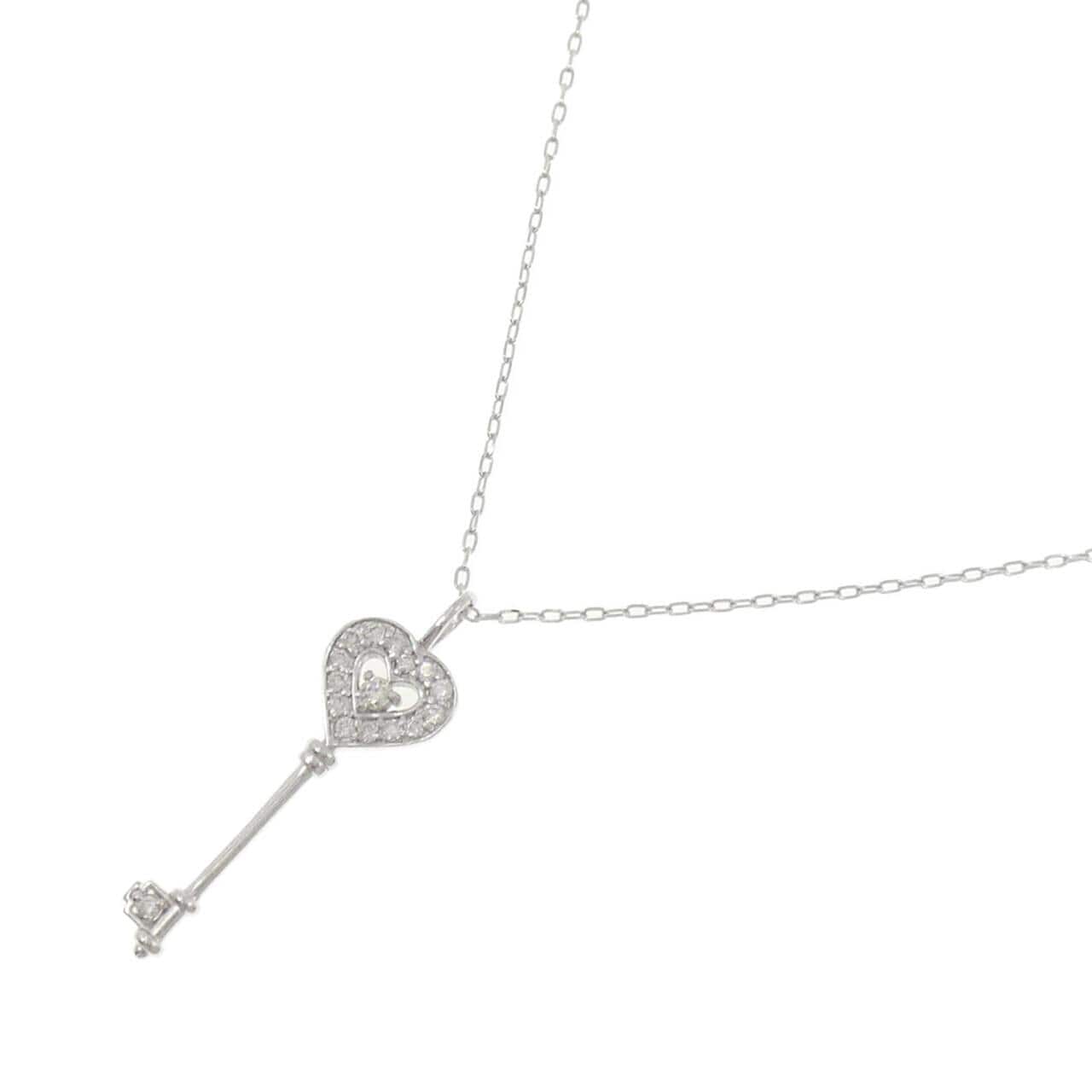K18WG ハート×キー ダイヤモンド ネックレス 0.18CT
