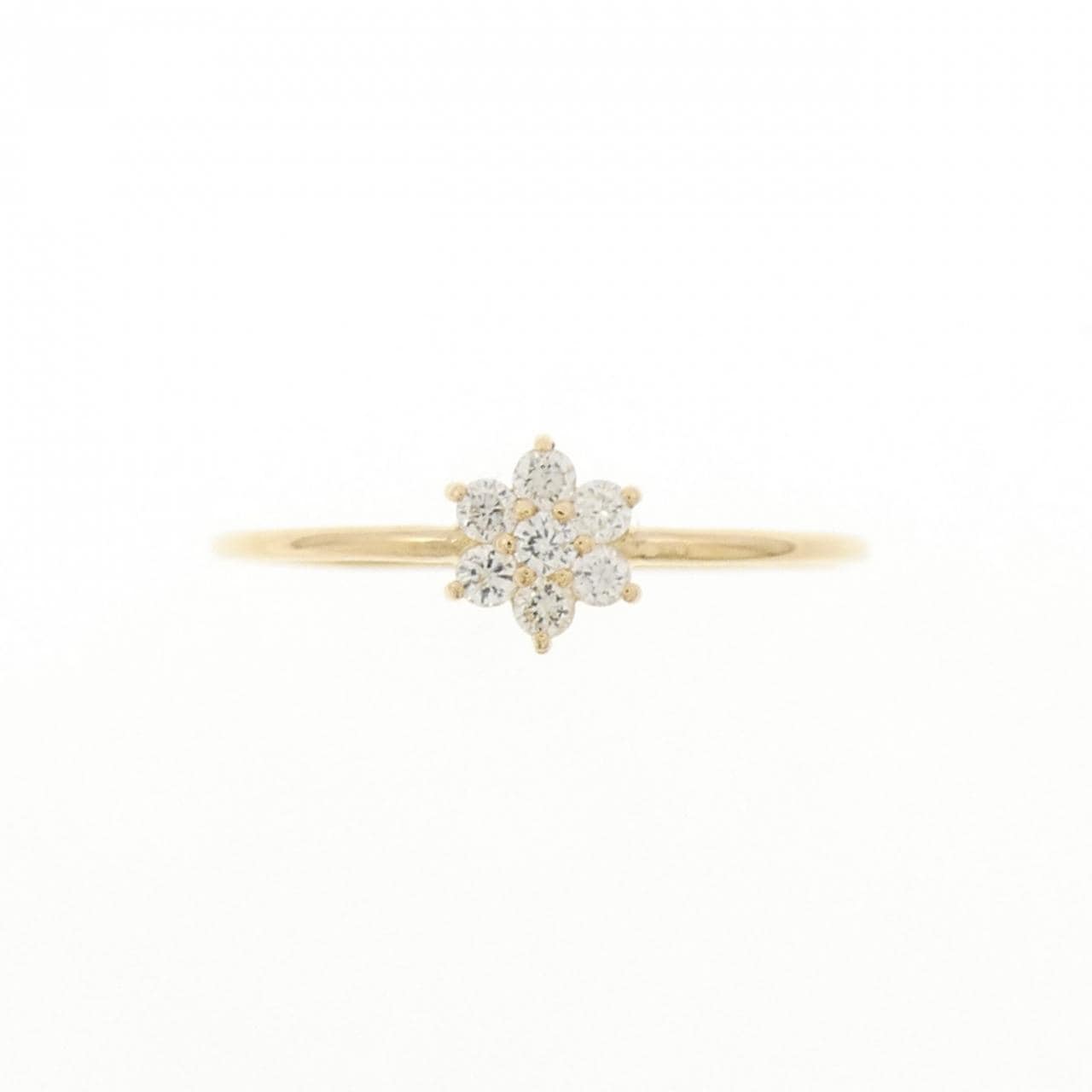 【リメイク】K18YG フラワー ダイヤモンド リング 0.10CT