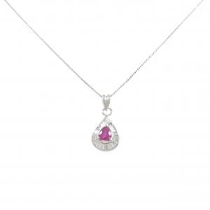 PT900/PT850 ルビー ネックレス 0.79CT