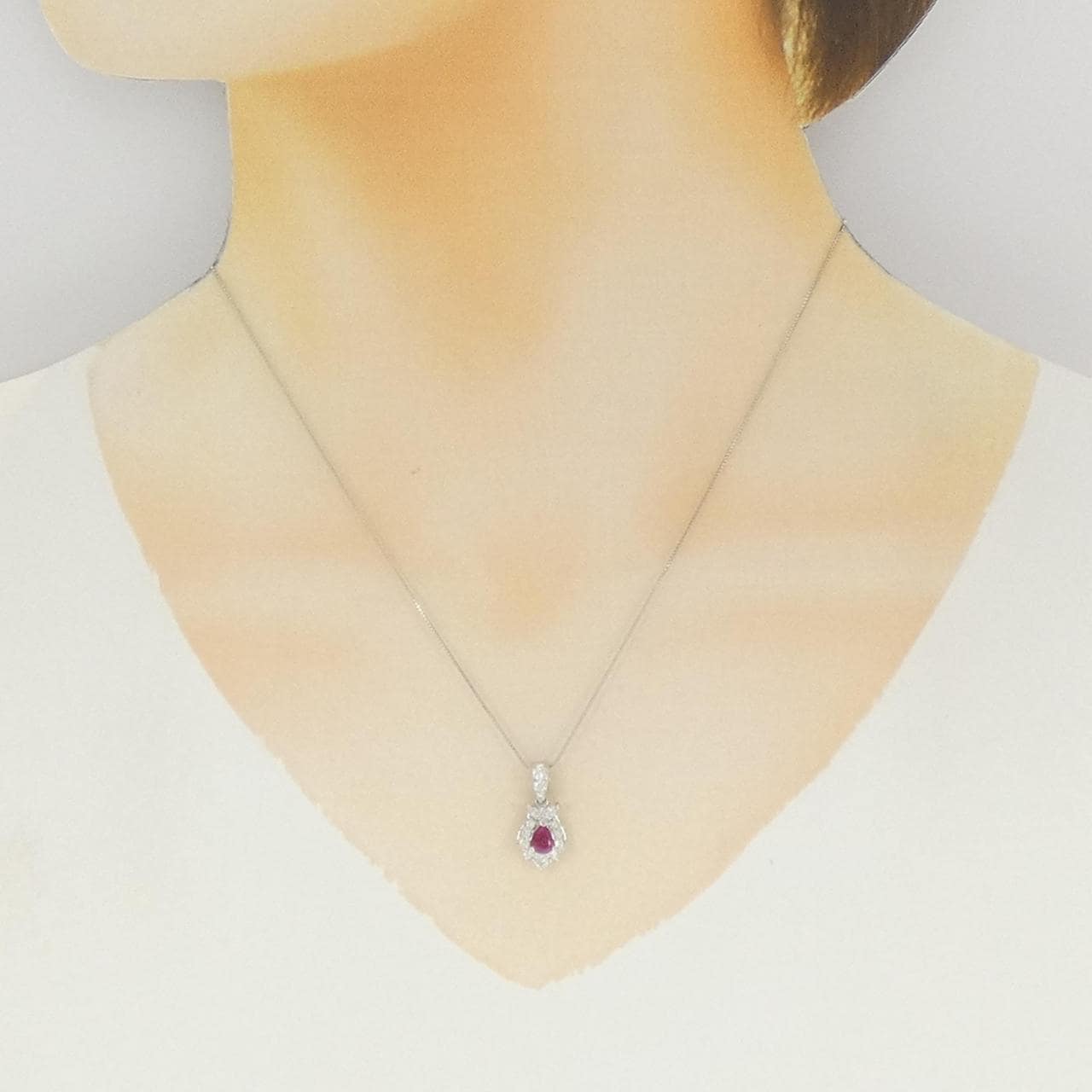 PT900/PT850 ルビー ネックレス 0.52CT