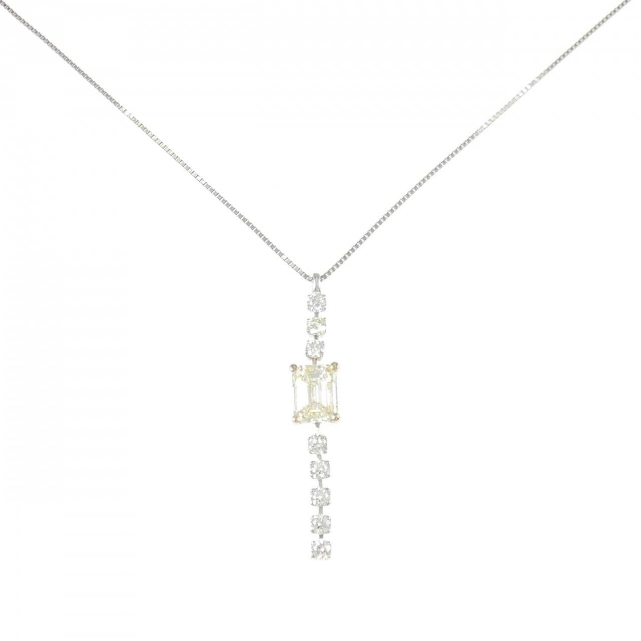PT850/K18YG ダイヤモンド ネックレス 1.155CT M SI2 エメラルドカット