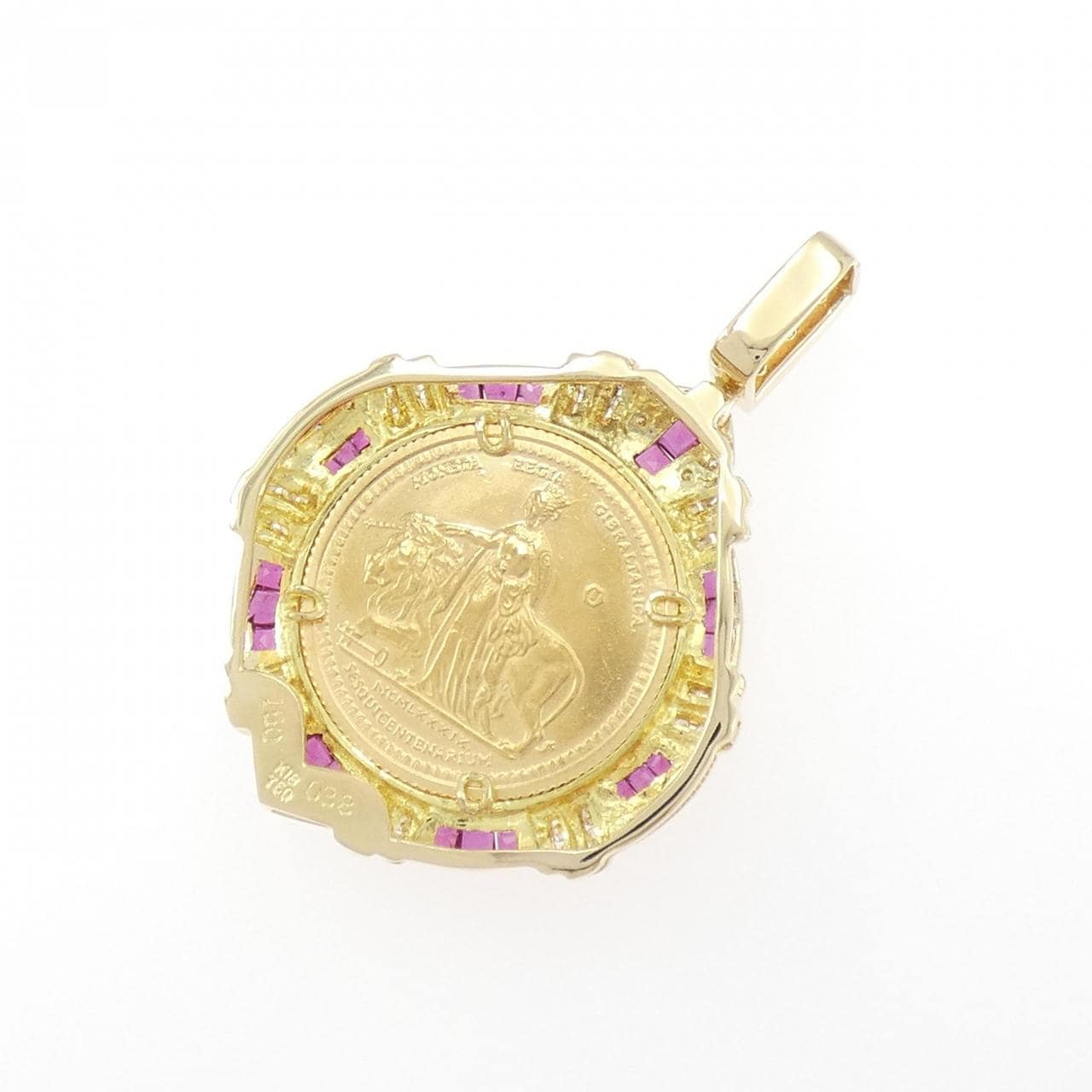K18YG(枠) ルビー コイン ペンダント 1.50CT
