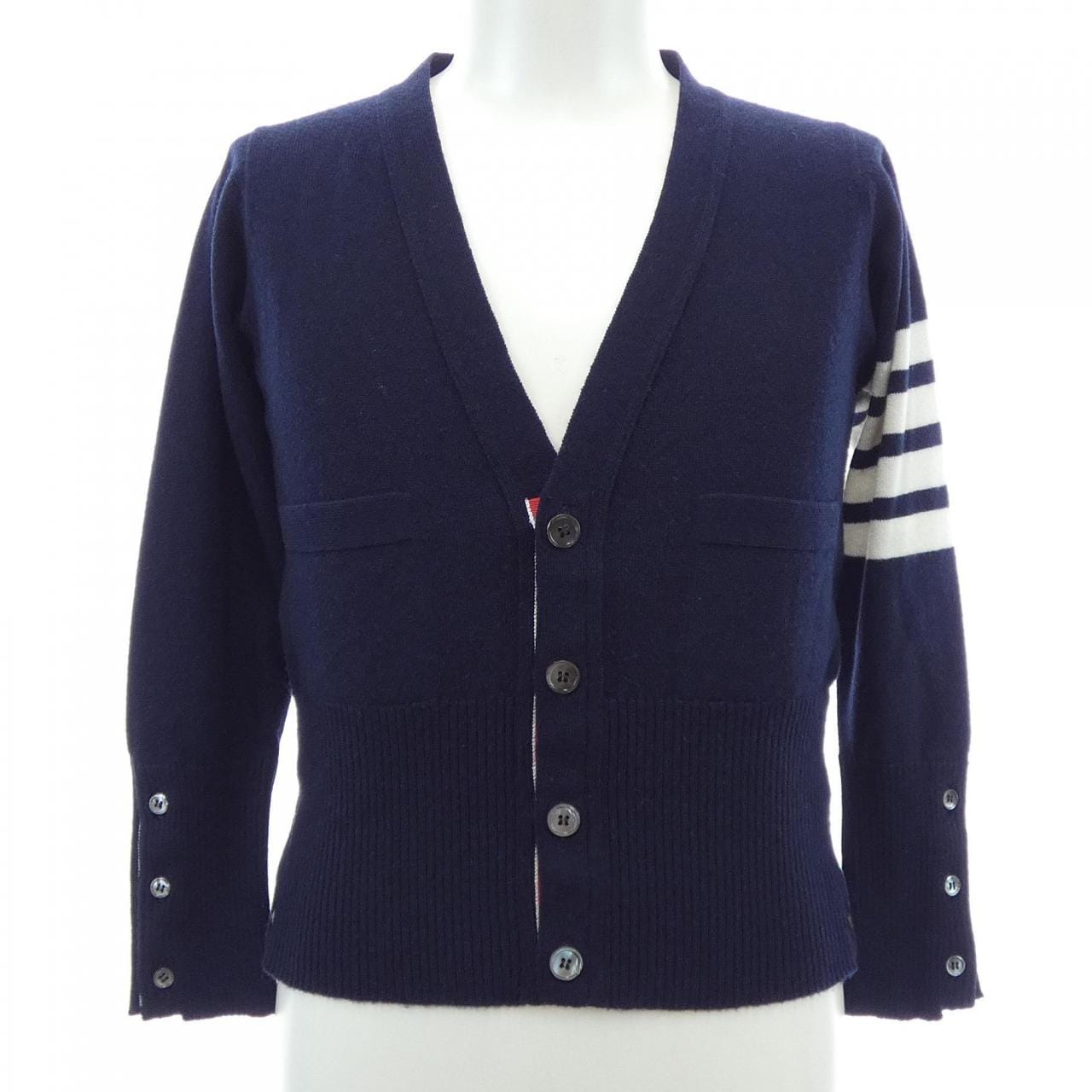 トムブラウン THOM BROWNE クラシック カシミヤ 4BAR Vネック MKC001A カーディガン