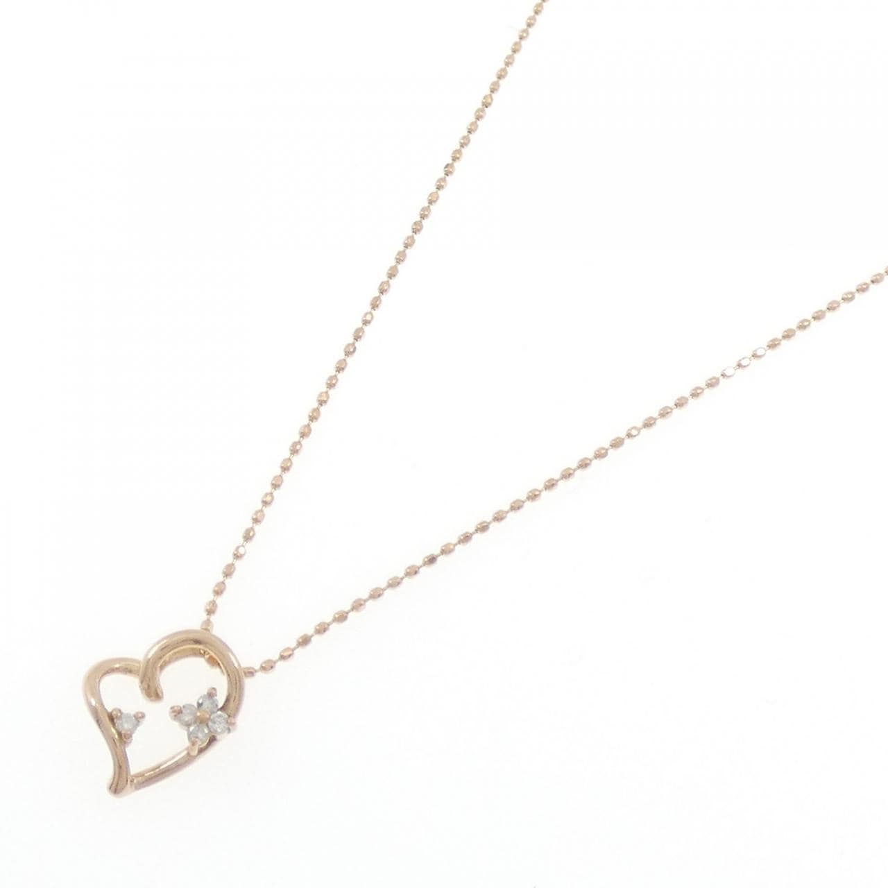 K18PG ハート ダイヤモンド ネックレス 0.05CT