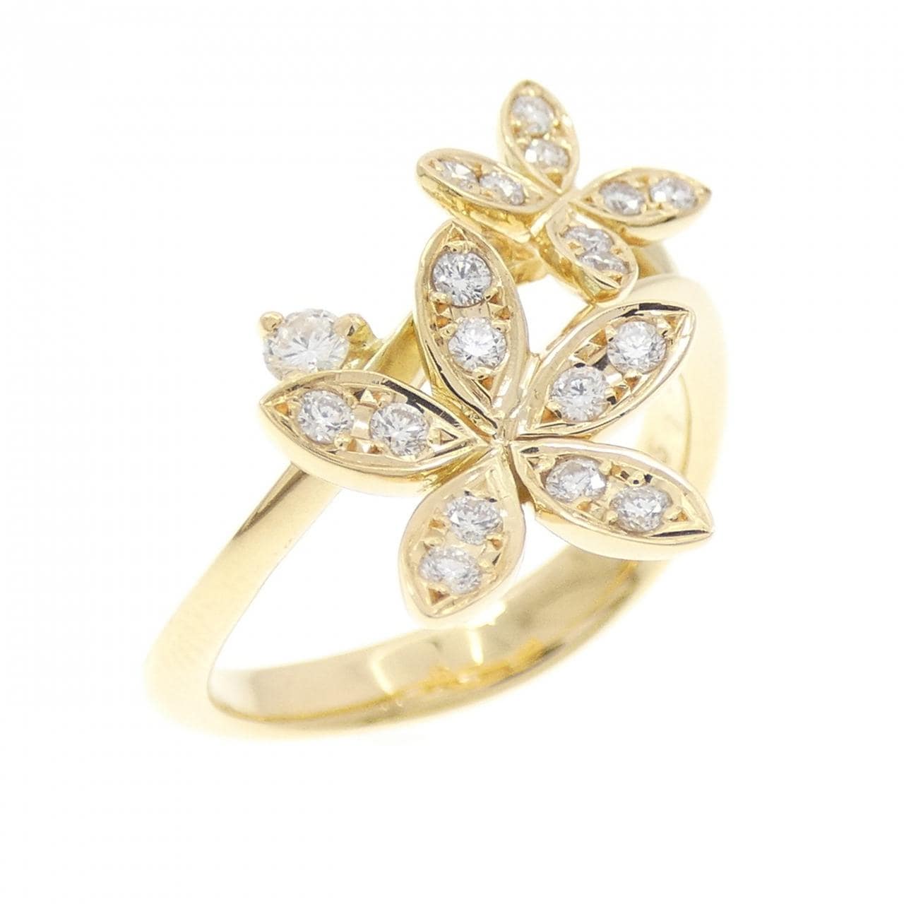 750YG フラワー ダイヤモンド リング 0.25CT