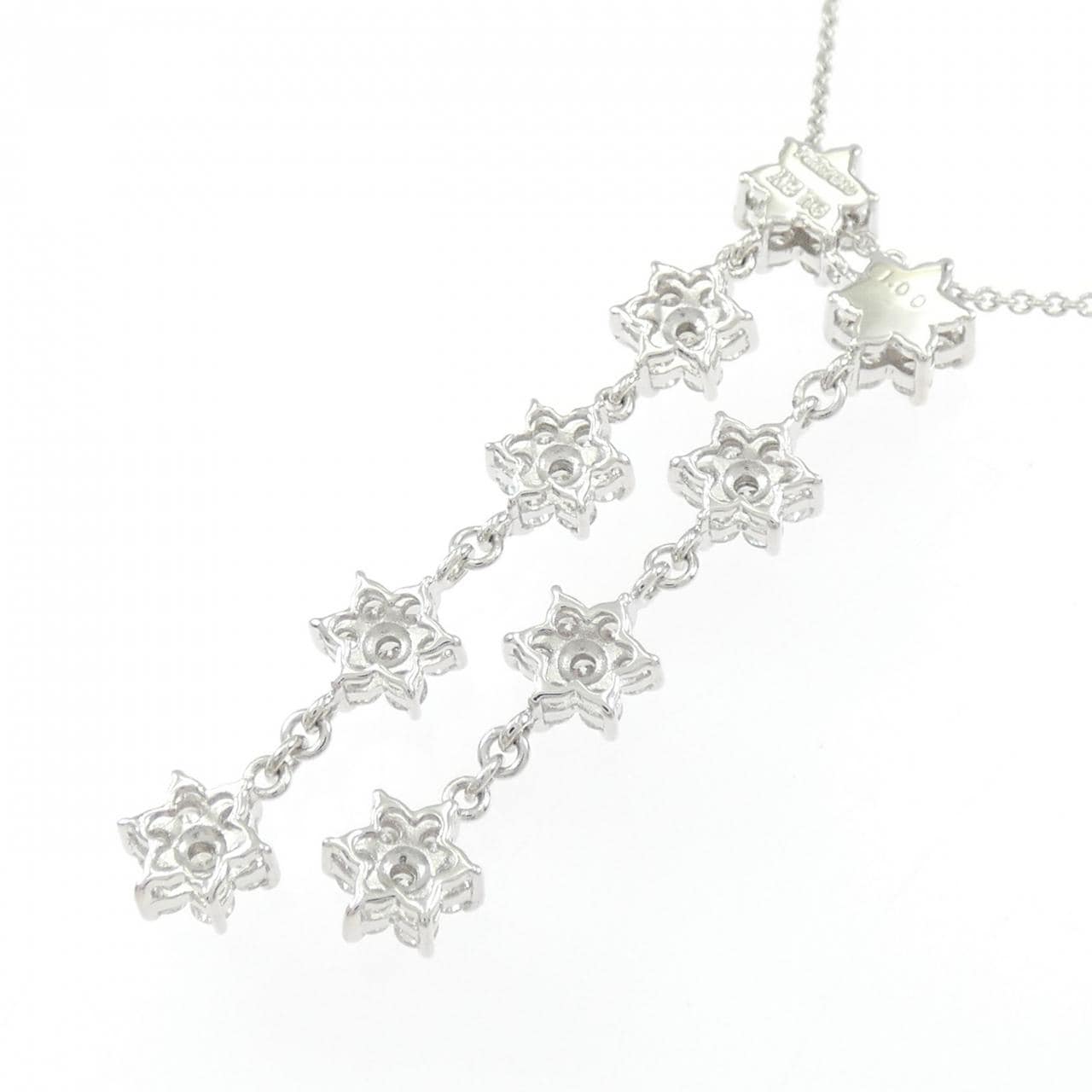 K18WG フラワー ダイヤモンド ネックレス 1.00CT