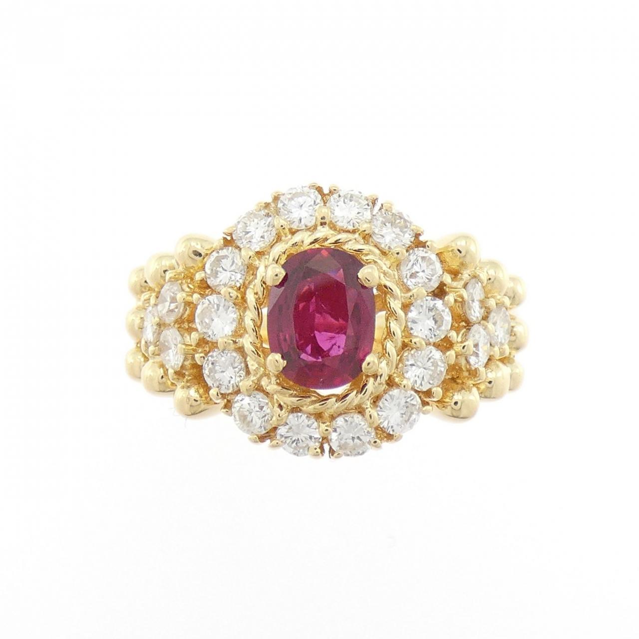 K18YG ルビー リング 0.70CT
