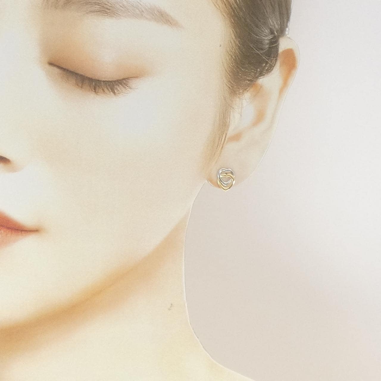 K18YG/PT850 ハート ピアス