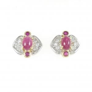 K18YG/PT900 ルビー ピアス 1.44CT