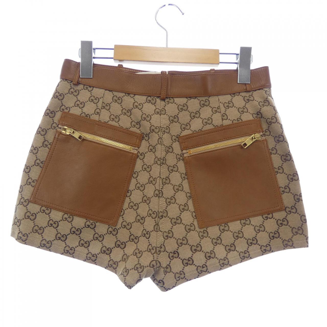 グッチ GUCCI レザー トリム GGキャンバス 681154 Z8AV7 ショートパンツ