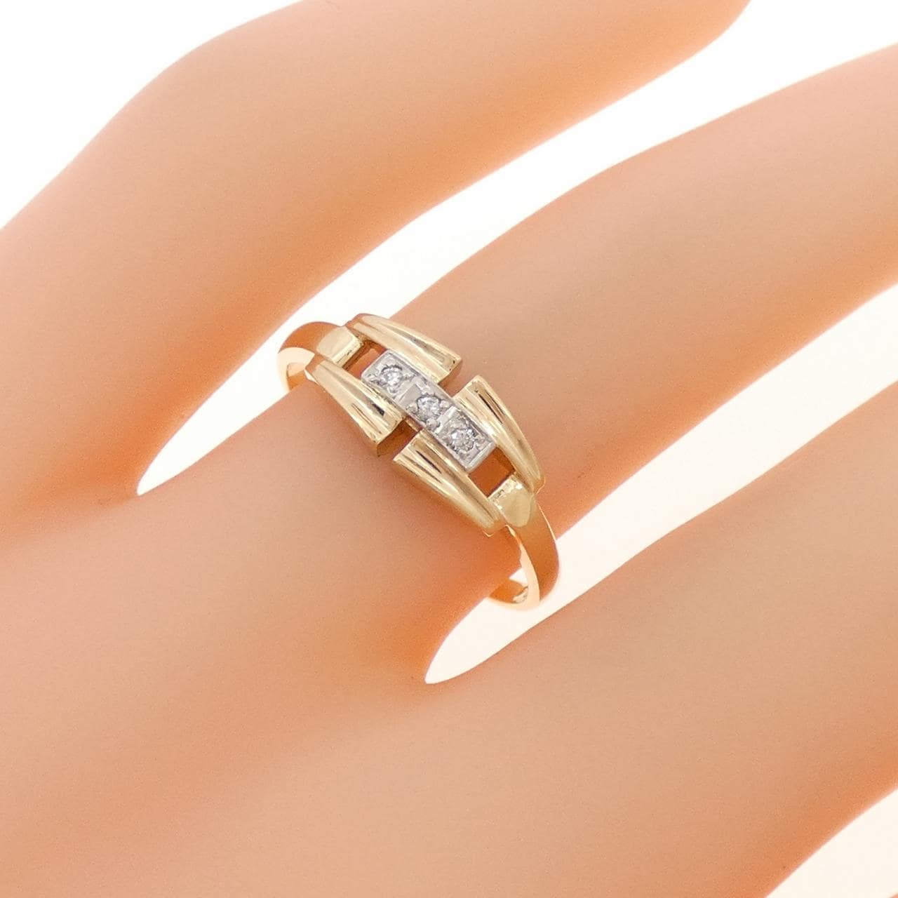 K18YG/PT900 ダイヤモンド リング 0.024CT