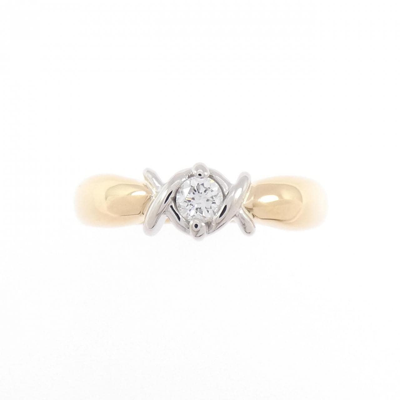 K18YG/PT900 ダイヤモンド リング 0.10CT