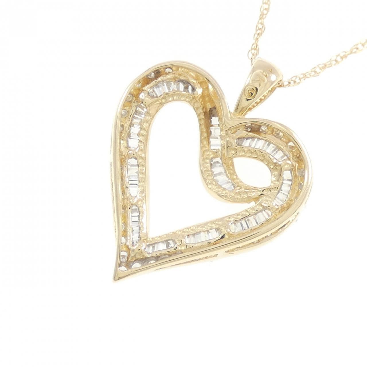 14KYG ハート ダイヤモンド ネックレス