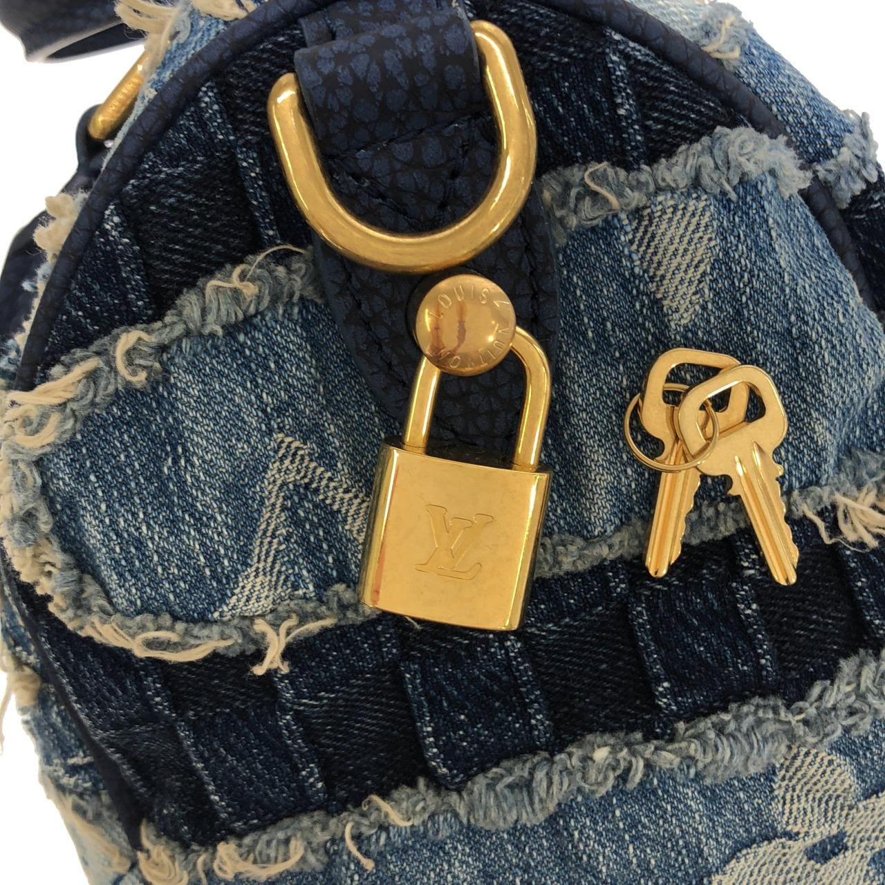 ルイヴィトン デニム ボロ ランドスケープ スピーディ バンドリエール 25cm M15276 ボストンバッグ