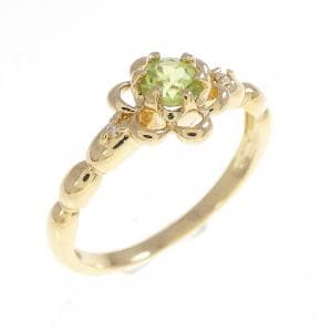 K18YG フラワー ペリドット リング