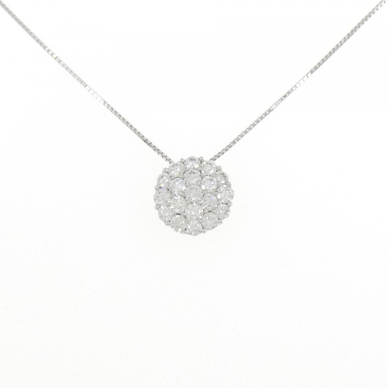 K18WG铺路钻石项链1.00CT