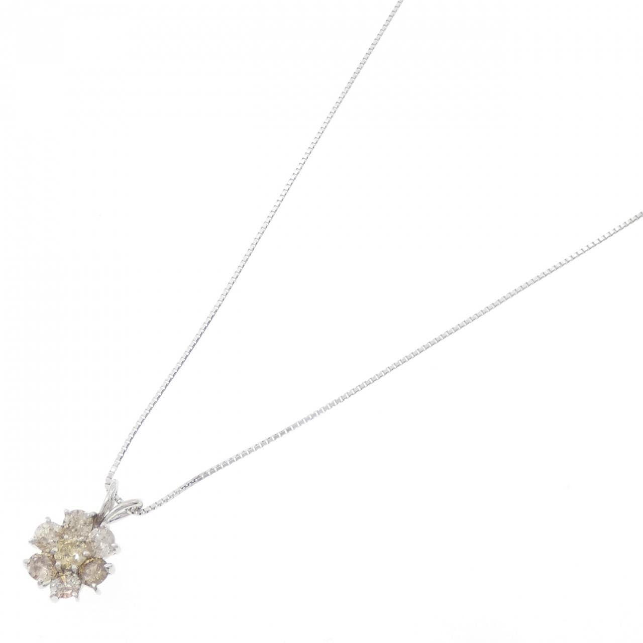 K18WG フラワー ダイヤモンド ネックレス 1.02CT