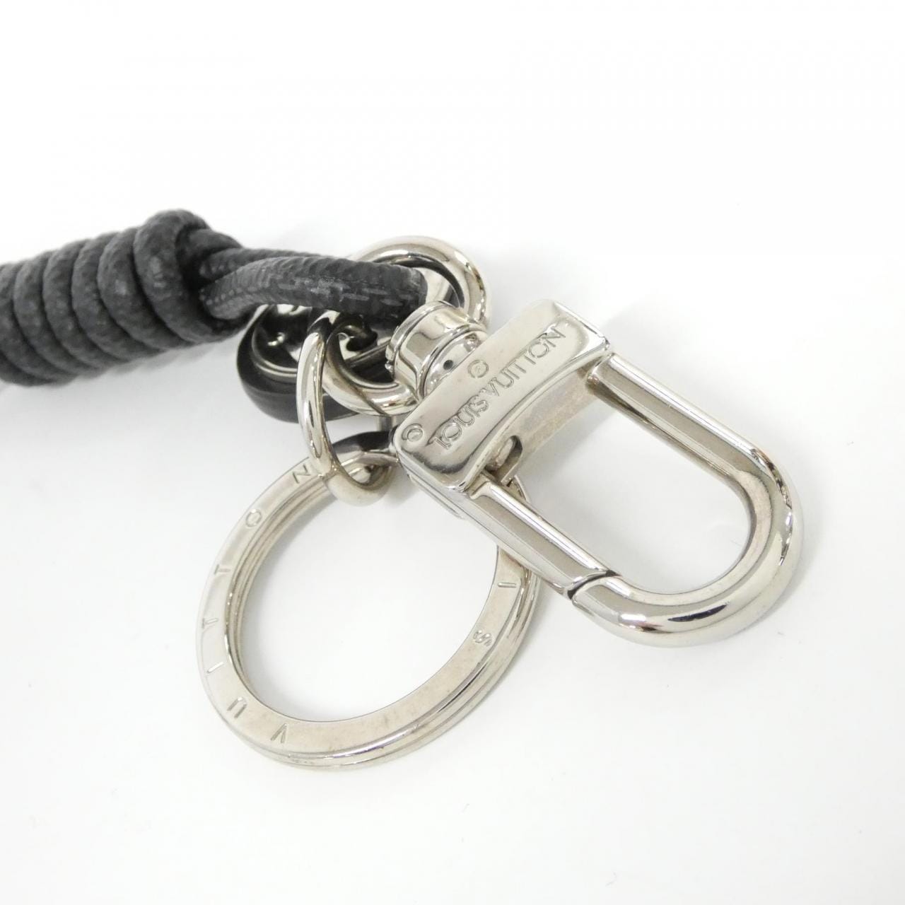 ルイヴィトン ダミエ グラフィット キーホルダー レザーロープ M67224 キーリング