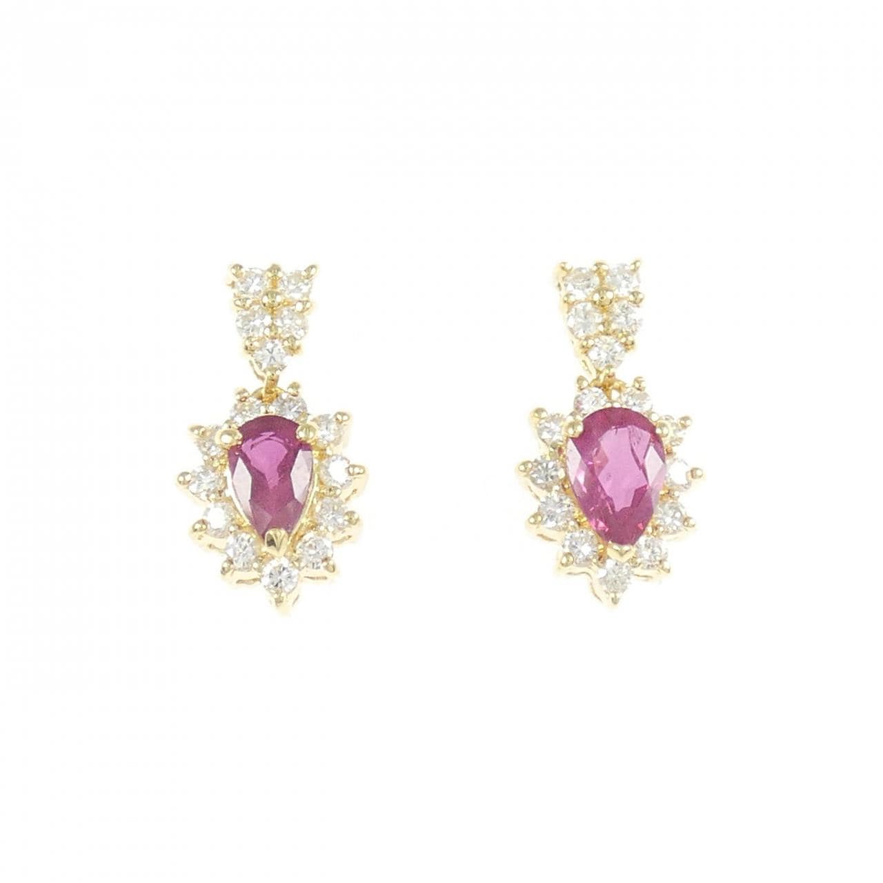 K18YG ルビー ピアス 1.05CT