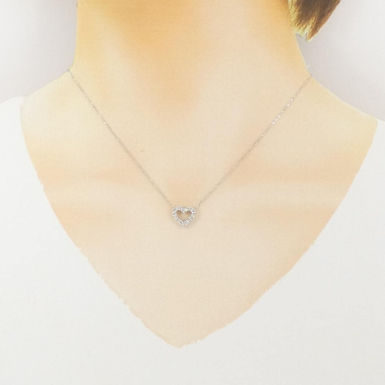 K10WG ハート ダイヤモンド ネックレス 0.30CT