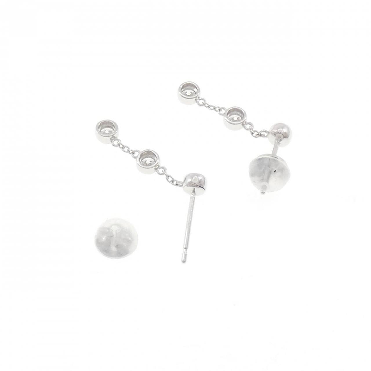 K18WG スリーストーン ダイヤモンド ピアス 0.34CT