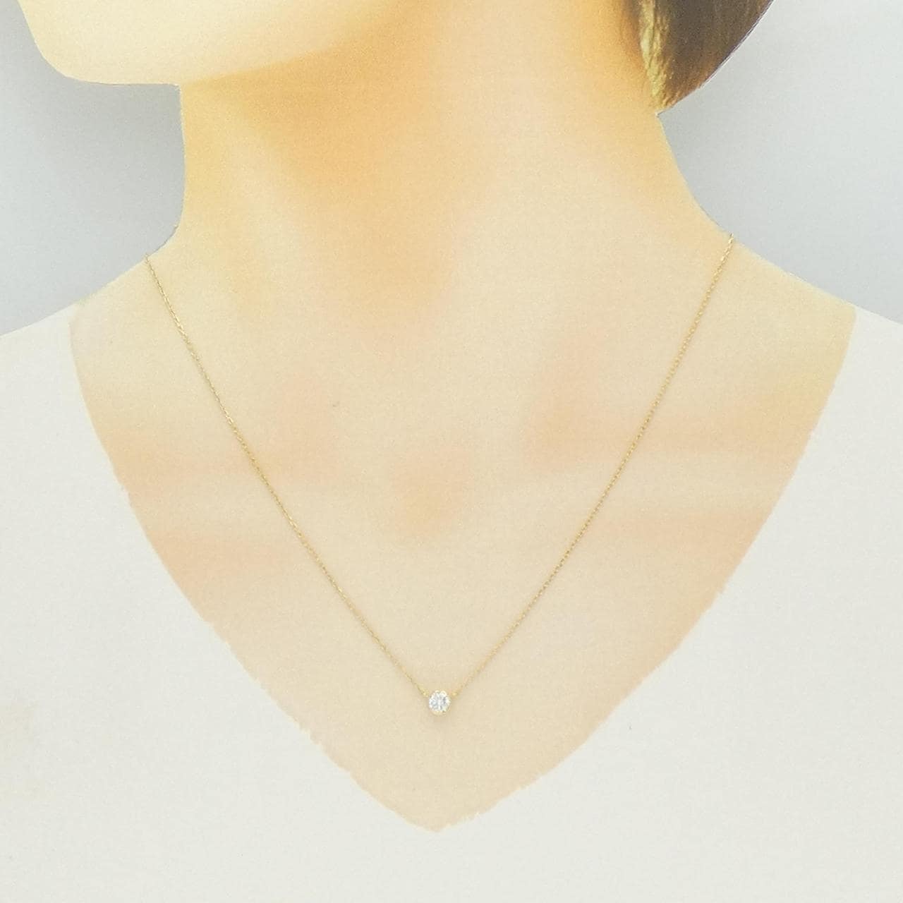 K18YG ソリティア ダイヤモンド ネックレス 0.314CT