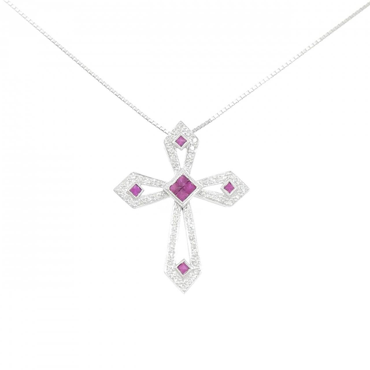 K18WG ルビー ネックレス 0.42CT