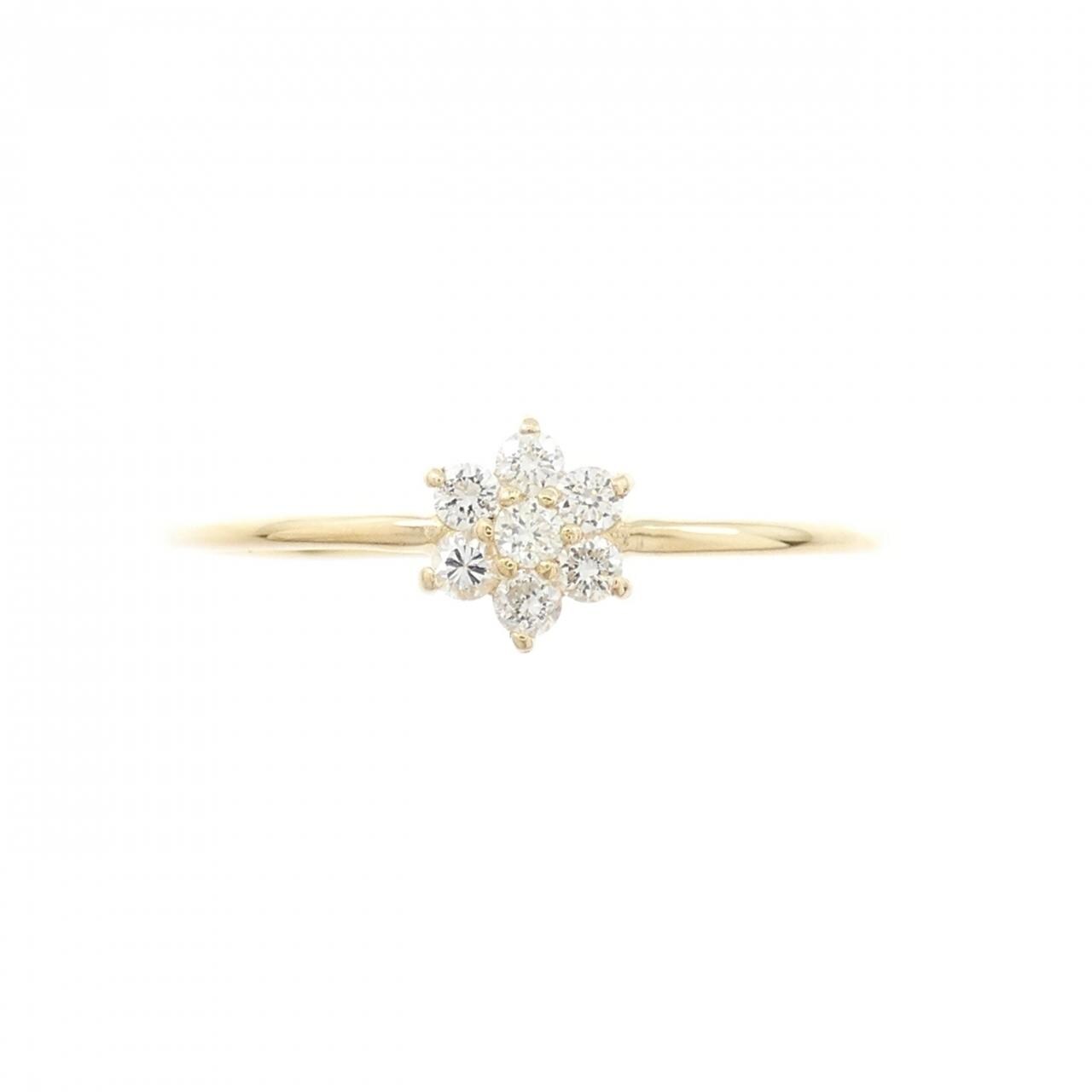 【リメイク】K18YG フラワー ダイヤモンド リング 0.10CT
