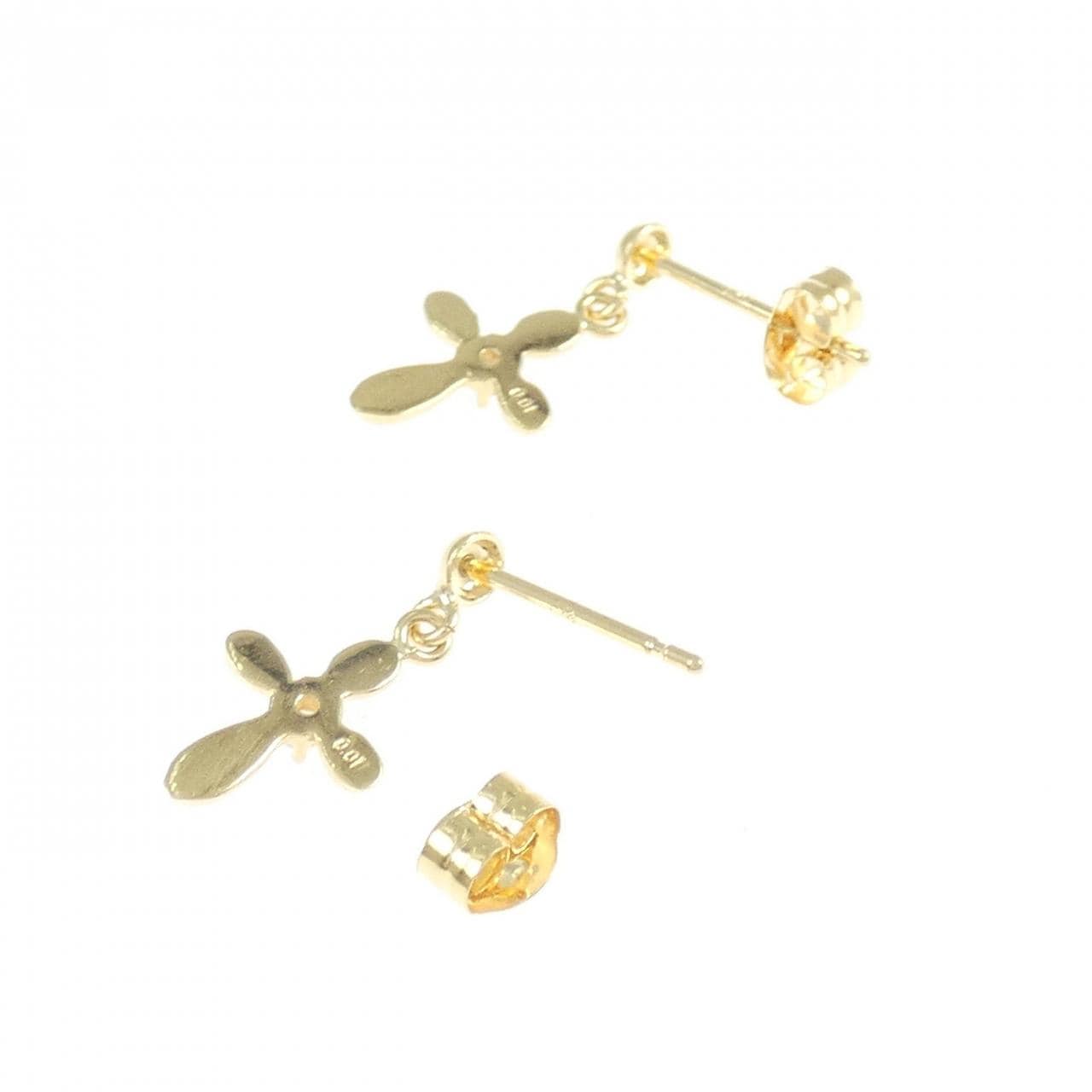 K18YG クロス ダイヤモンド ピアス 0.02CT