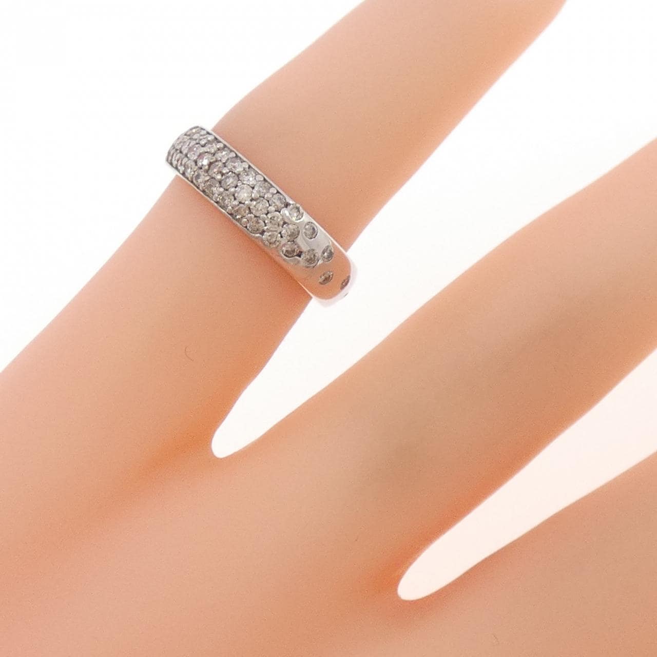K18WG パヴェ ダイヤモンド ピンキー リング 0.30CT