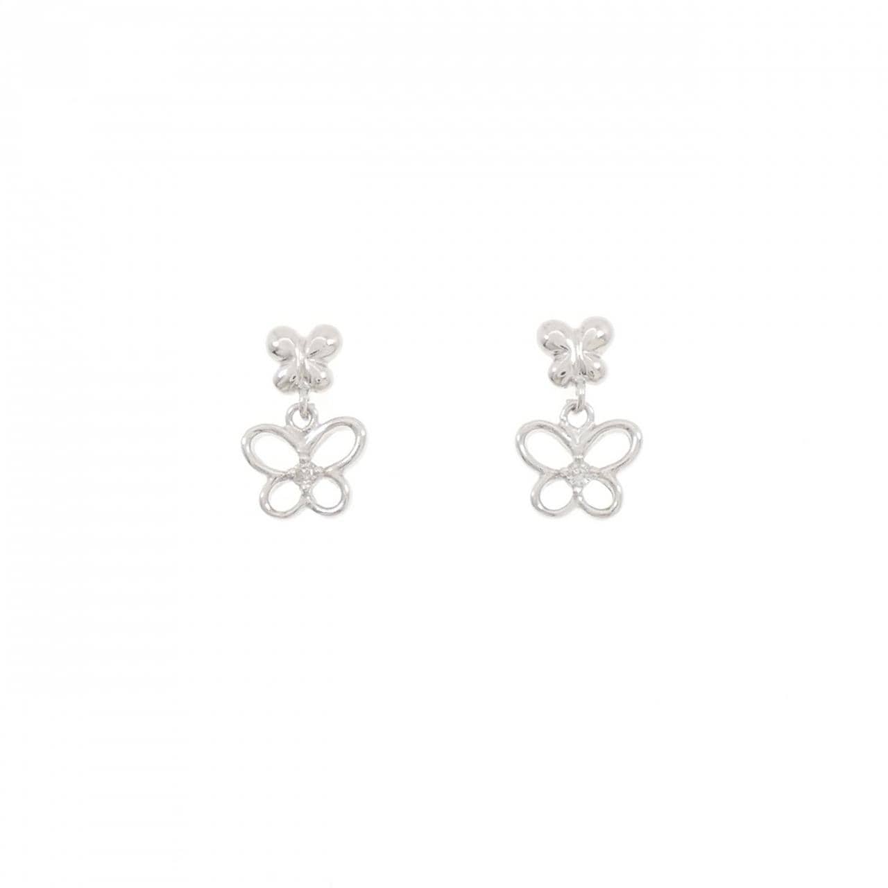 K18WG バタフライ ダイヤモンド ピアス 0.02CT