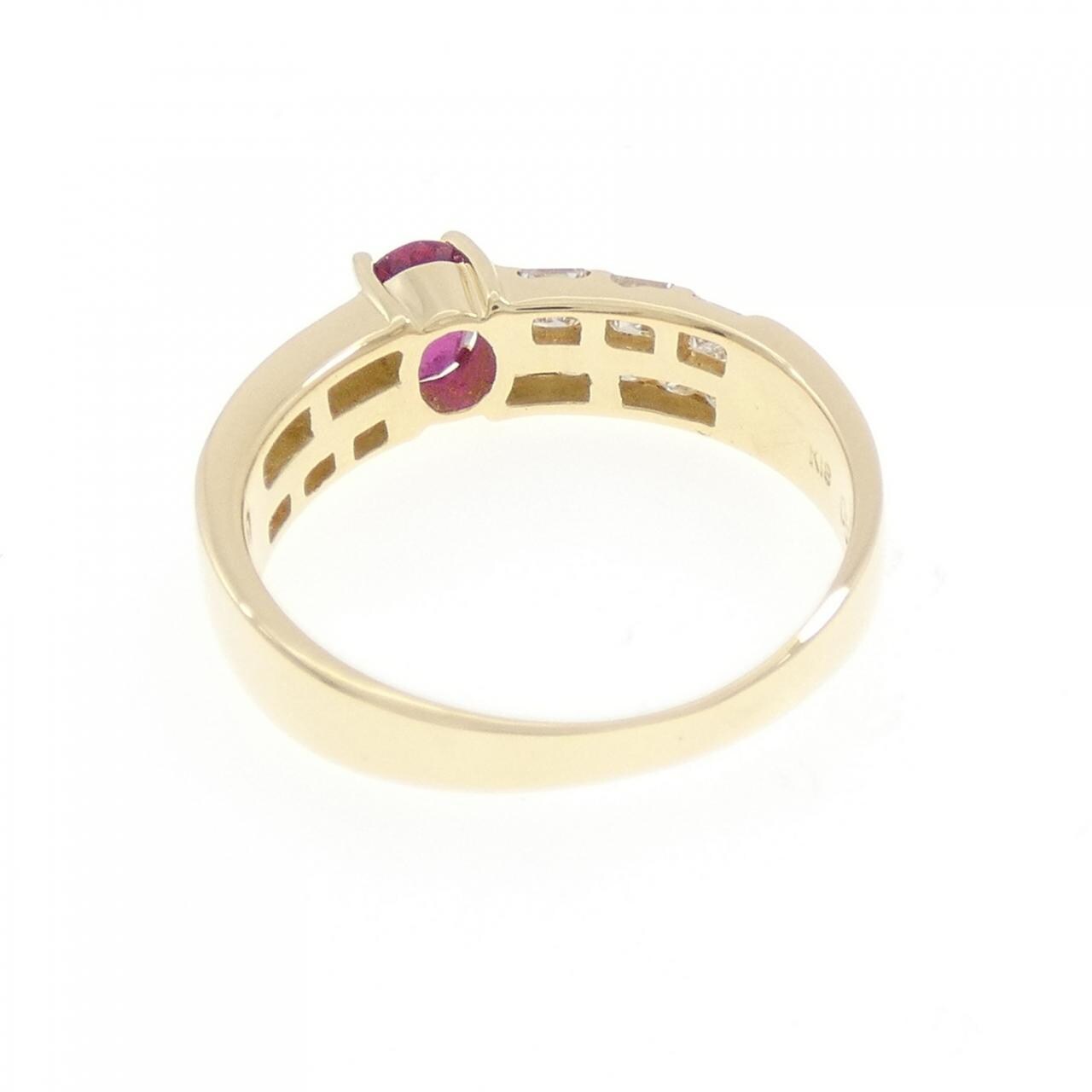 K18YG ルビー リング 0.55CT