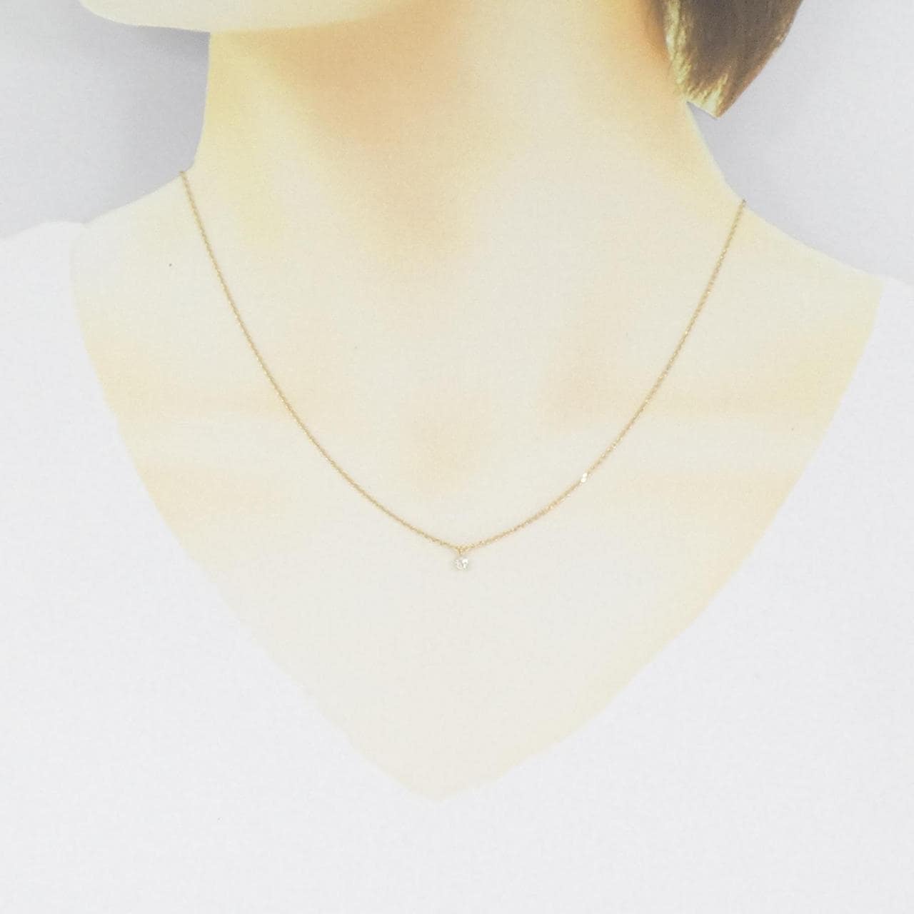 K18YG Solitaire Diamond Necklace 0.05CT