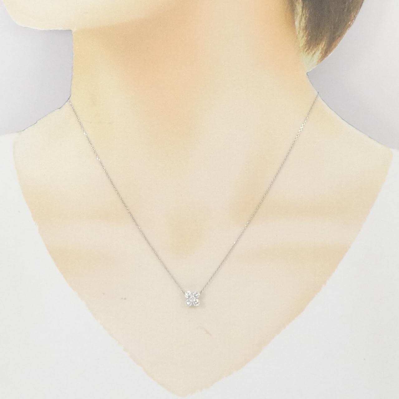 PT900/PT850 フラワー ダイヤモンド ネックレス 0.50CT