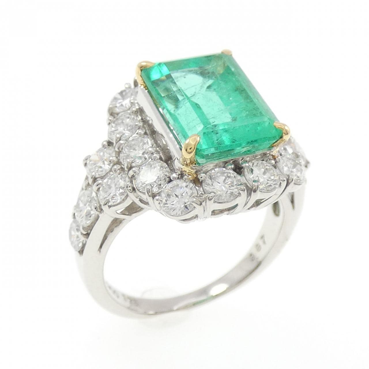 PT900/K18YG エメラルド リング 3.87CT コロンビア産