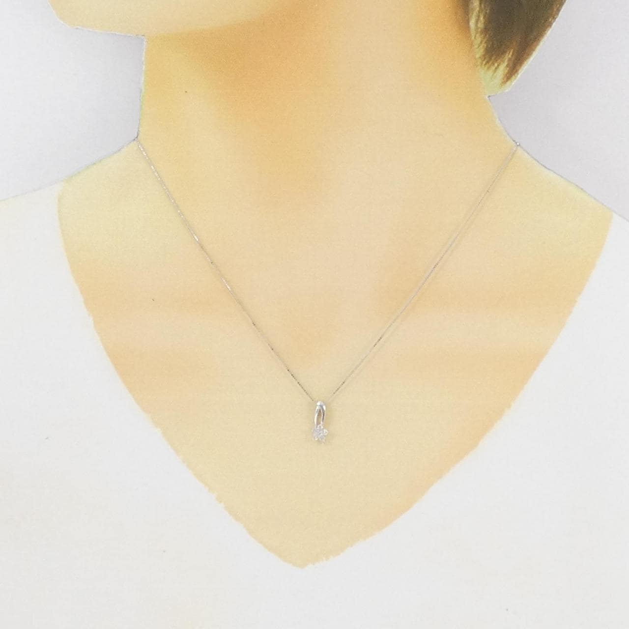 K18WG フラワー ピンクダイヤモンド ネックレス 0.01CT